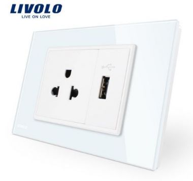 ổ cắm điện đa năng có cổng usb Livolo VL-C9C1US1U