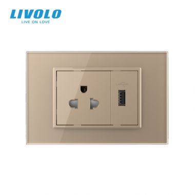 ổ cắm điện đa năng có cổng usb Livolo VL-C9C1US1U