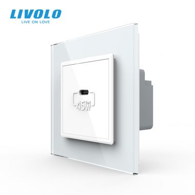 Ổ cắm âm tường USB-C 45W( type-C ) Livolo VL-FCUC-2WP